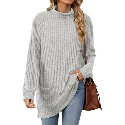 🍂Women’s Loose-Fit Mock Neck Long-Sleeve T-Shirt