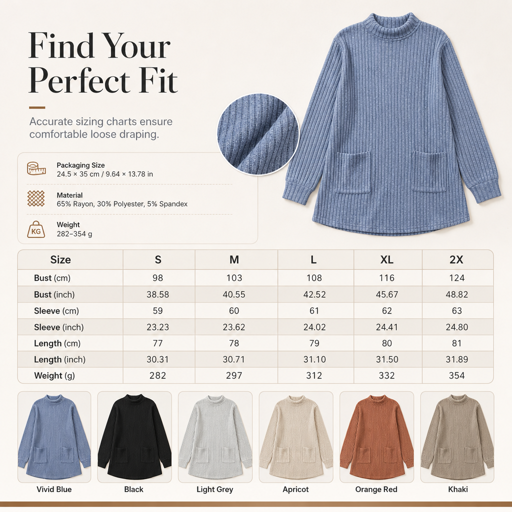 🍂Women’s Loose-Fit Mock Neck Long-Sleeve T-Shirt