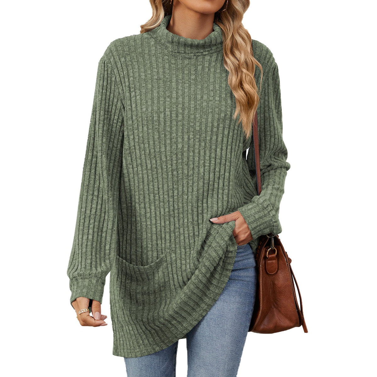 🍂Women’s Loose-Fit Mock Neck Long-Sleeve T-Shirt