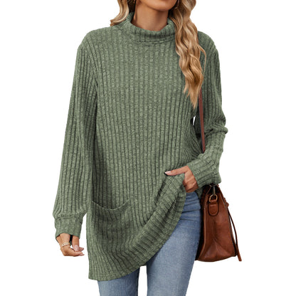 🍂Women’s Loose-Fit Mock Neck Long-Sleeve T-Shirt