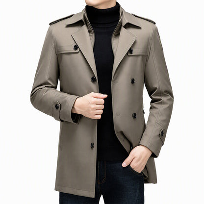 🧥Men's Mid-Length Trench Coat with Detachable Liner