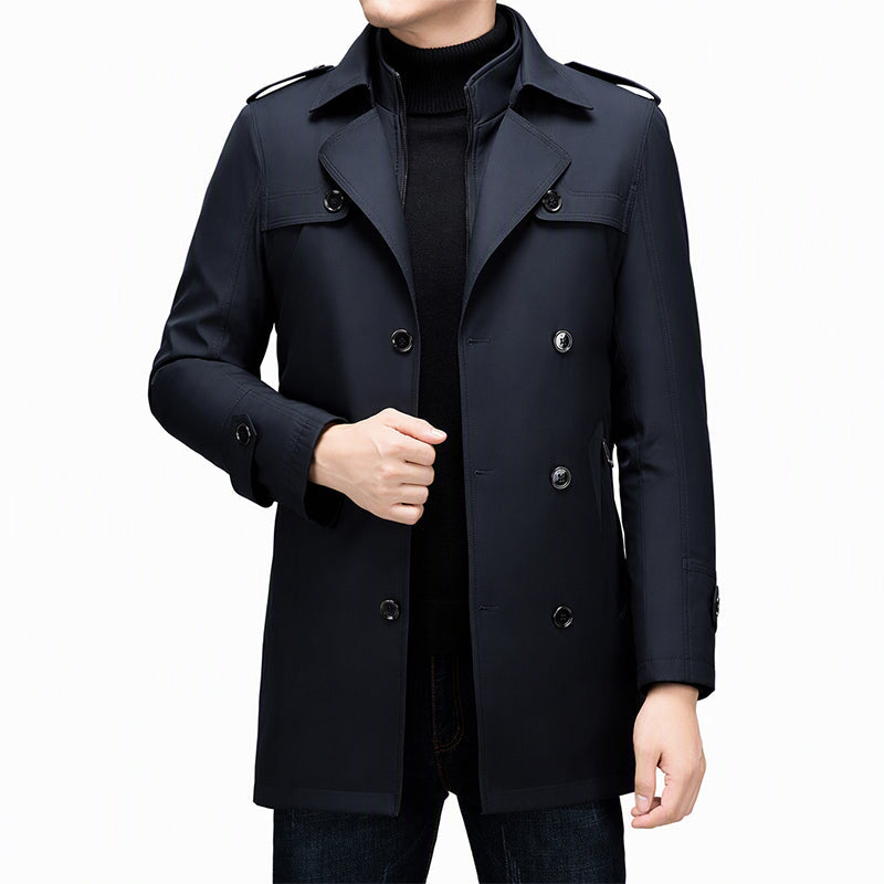 🧥Men's Mid-Length Trench Coat with Detachable Liner