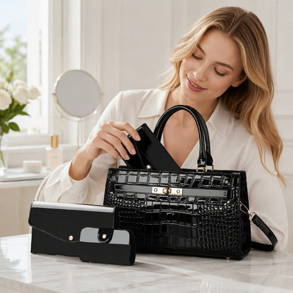 👜Women's Crocodile Pattern Handbag 3-Piece Set
