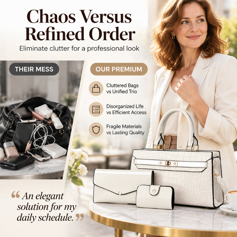 👜Women's Crocodile Pattern Handbag 3-Piece Set