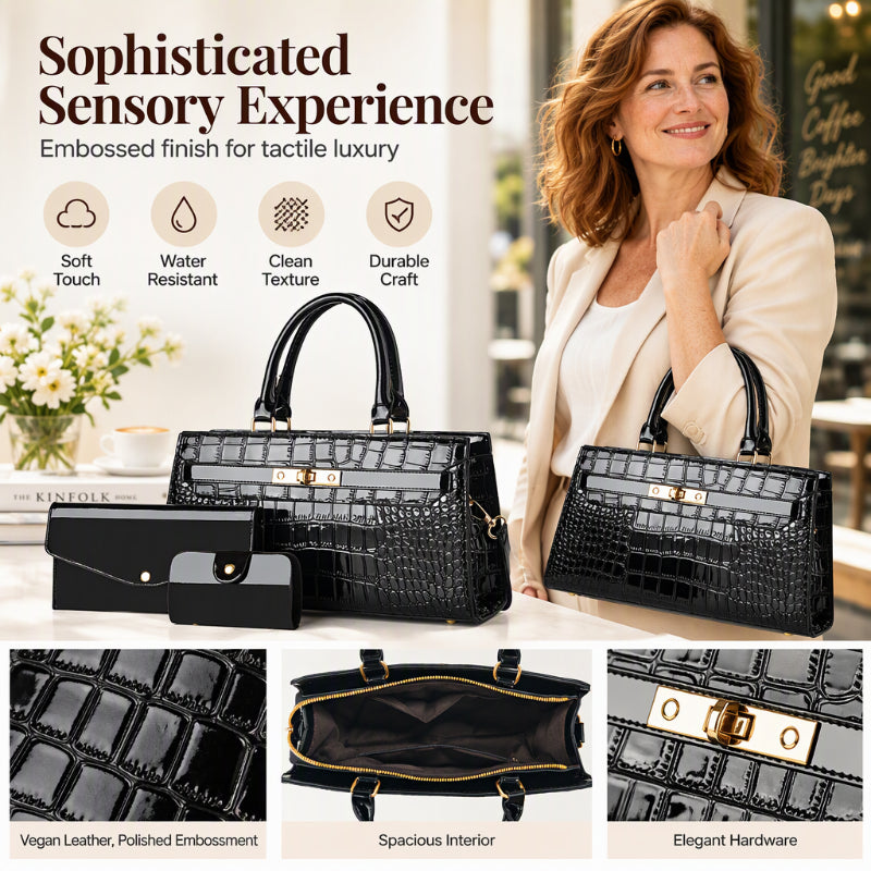👜Women's Crocodile Pattern Handbag 3-Piece Set