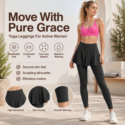 🧘‍♀️👖Women's High-Waisted Leggings with Skirt