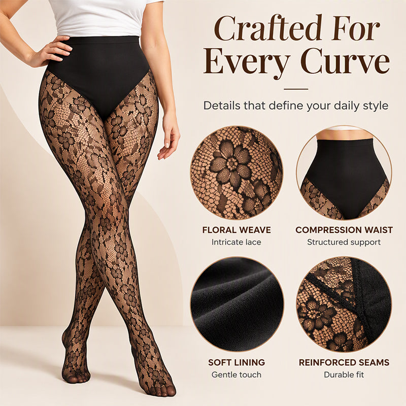 🖤Lace Fishnet, Sexy & Chic – Women's High-Waist Shaping Stockings ✨