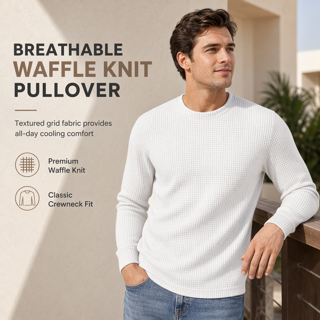 Men's Casual Slim Fit Crew Neck Long Sleeve Sweatshirt