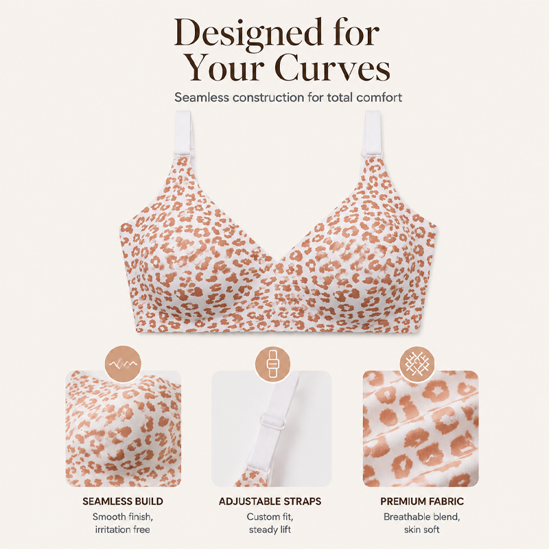 💖Women's Leopard Print Wireless Push-Up Bra