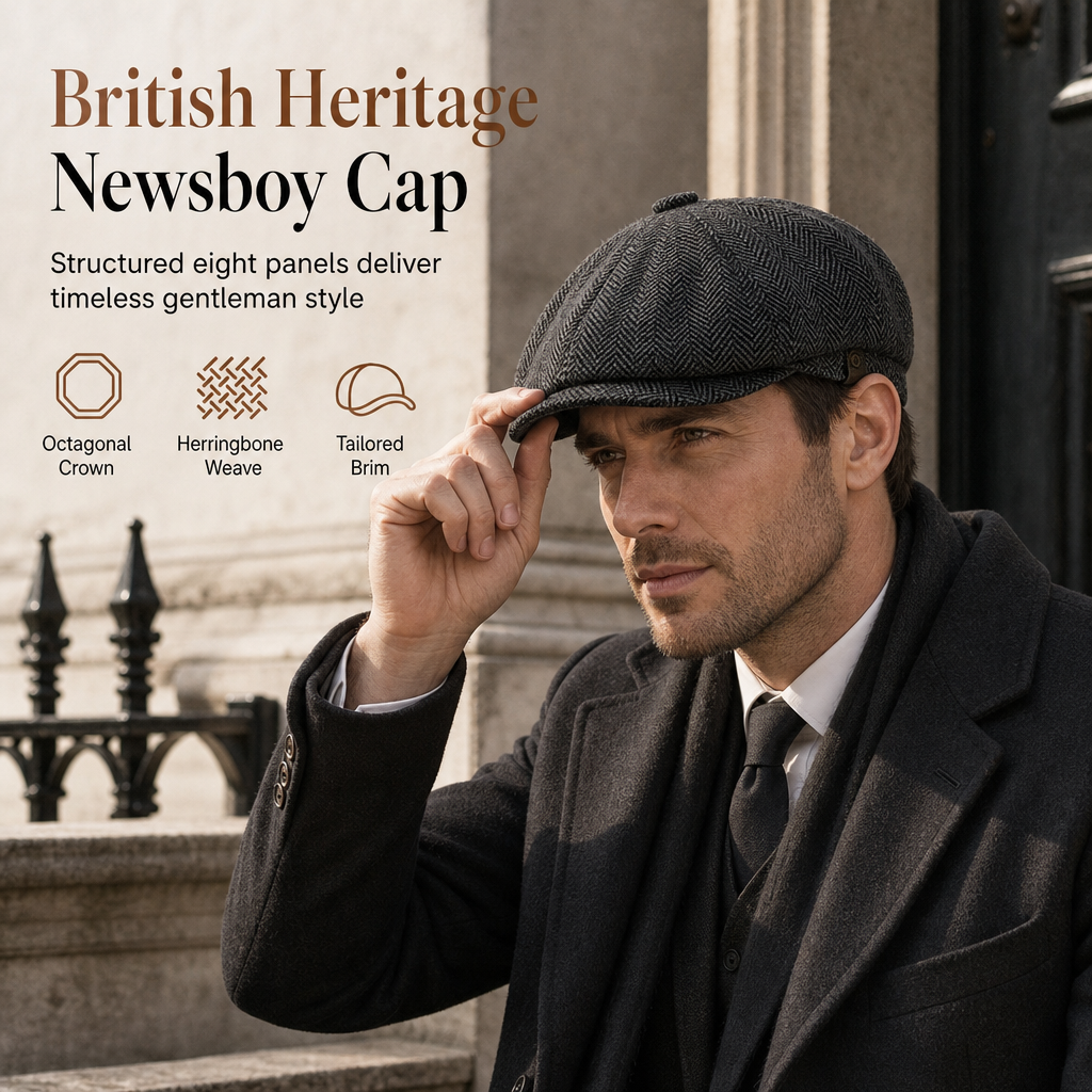 🧢Vintage British Style Newsboy Cap for Men and Women Classic Casual Flat Cap Octagonal Beret Hat