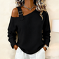 ✨Asymmetrisk design, unik & snygg – Dam en-axel linne-topp ✨-15