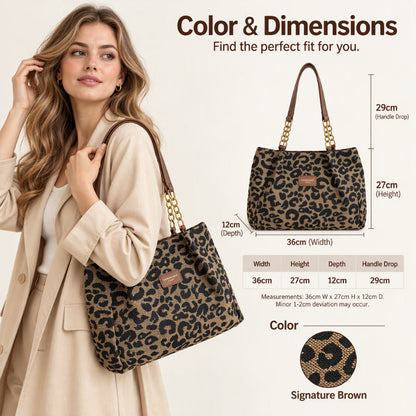 🎁2026 New Arrivals💥Large Capacity Tote Bag with Leopard Print