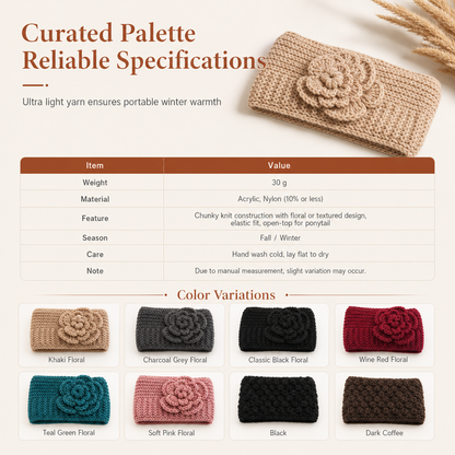 Women Winter Warm Knitted Ear Warmer Headband Wide Floral Hair Accessory（Buy 1 get 1 free）