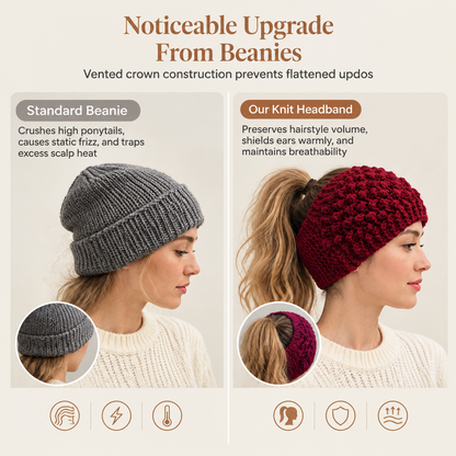 Women Winter Warm Knitted Ear Warmer Headband Wide Floral Hair Accessory（Buy 1 get 1 free）