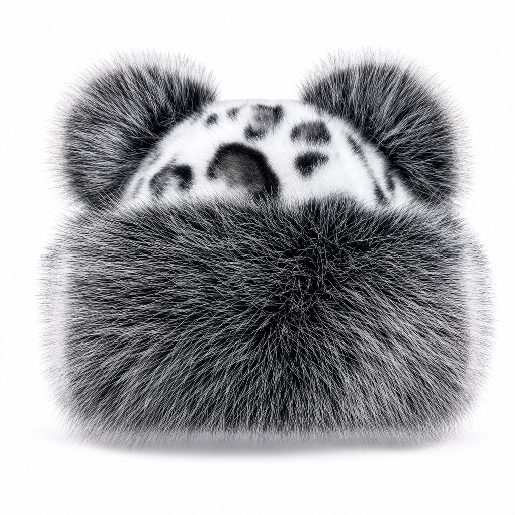 Retro Leopard Print Women’s Autumn/Winter Bear-Ear Thickened Warm Ear-Warming Hat