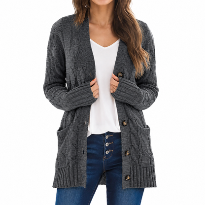 🍂Women's Casual V-Neck Long Sleeve Button-Front Cardigan