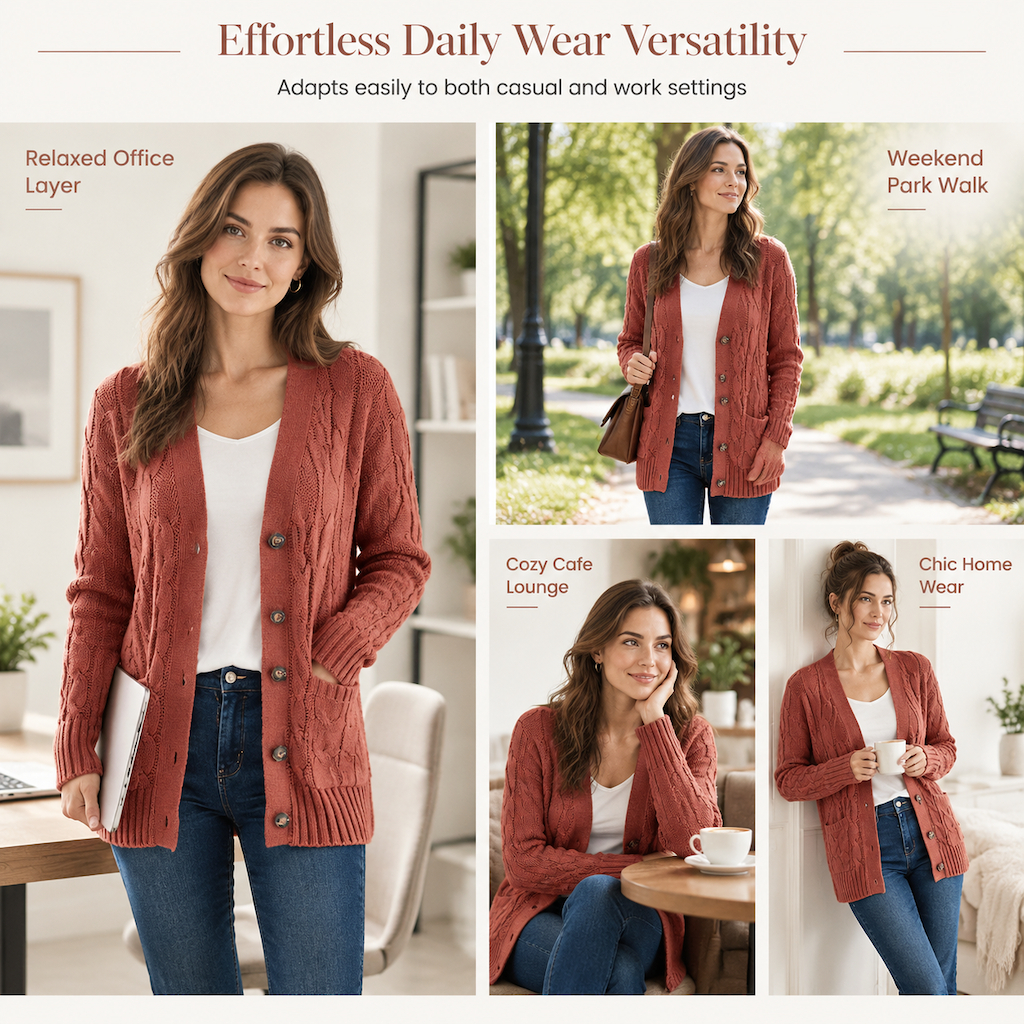 🍂Women's Casual V-Neck Long Sleeve Button-Front Cardigan