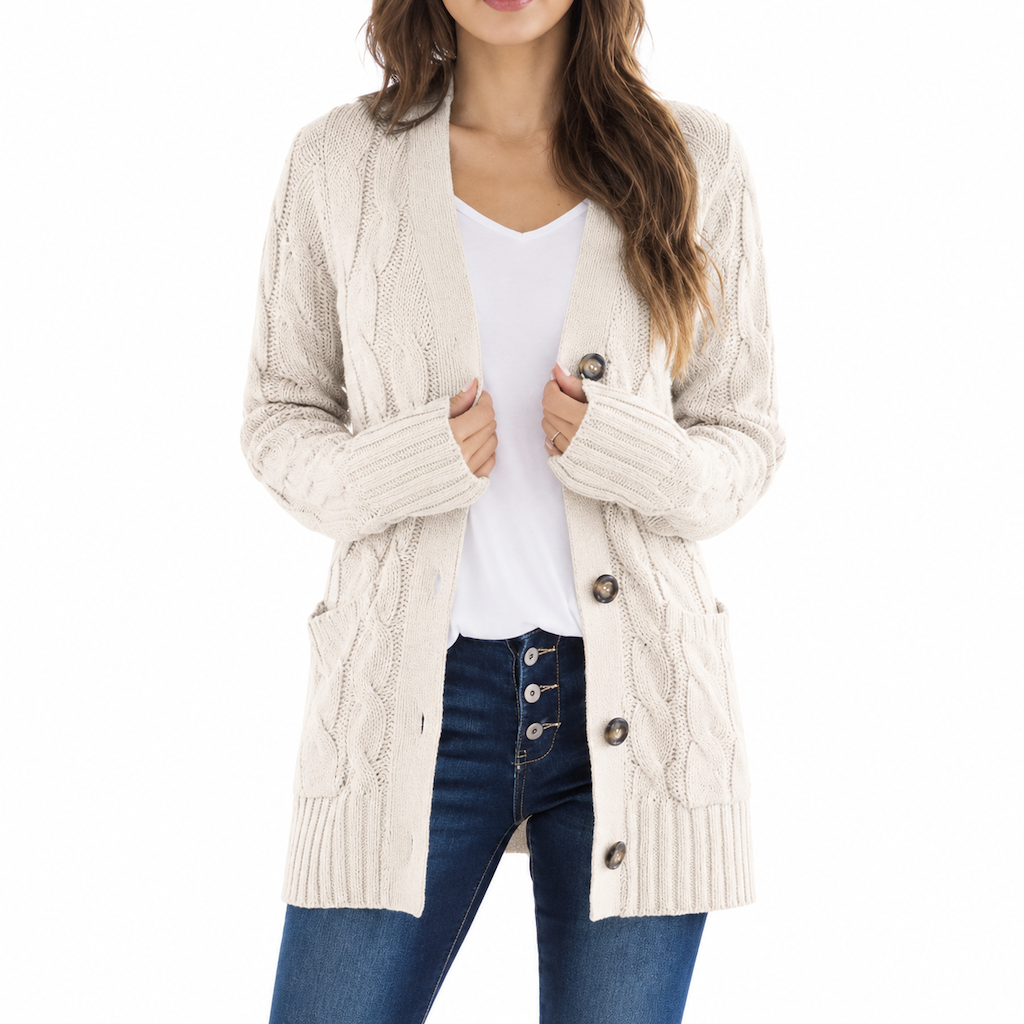 🍂Women's Casual V-Neck Long Sleeve Button-Front Cardigan