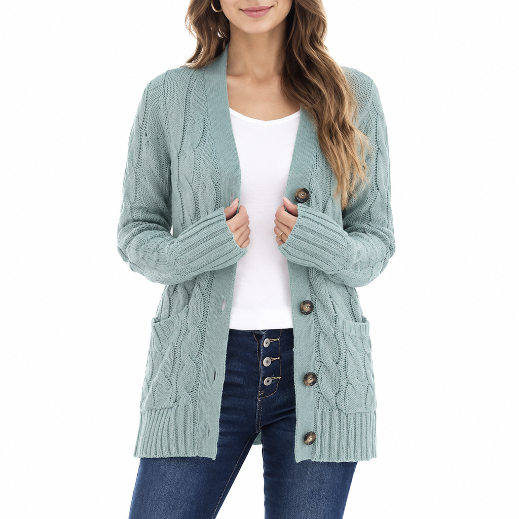 🍂Women's Casual V-Neck Long Sleeve Button-Front Cardigan