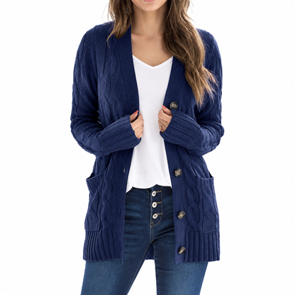 🍂Women's Casual V-Neck Long Sleeve Button-Front Cardigan