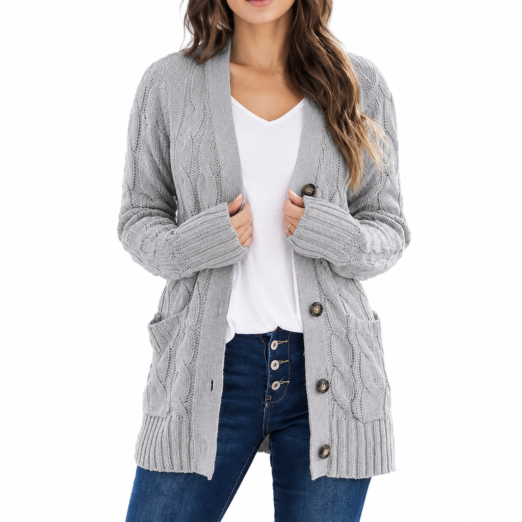 🍂Women's Casual V-Neck Long Sleeve Button-Front Cardigan