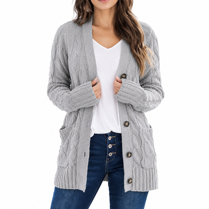 🍂Women's Casual V-Neck Long Sleeve Button-Front Cardigan