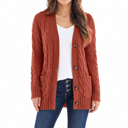 🍂Women's Casual V-Neck Long Sleeve Button-Front Cardigan