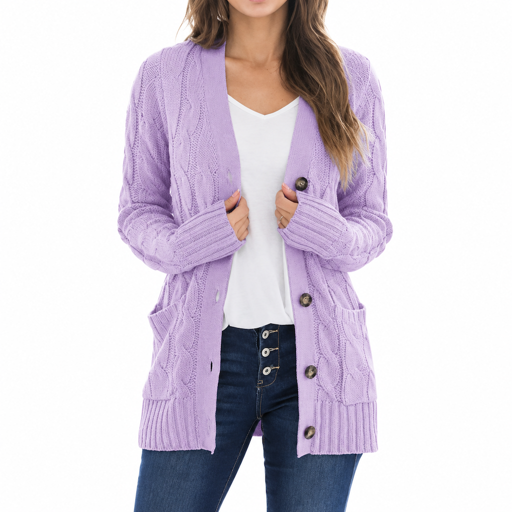 🍂Women's Casual V-Neck Long Sleeve Button-Front Cardigan