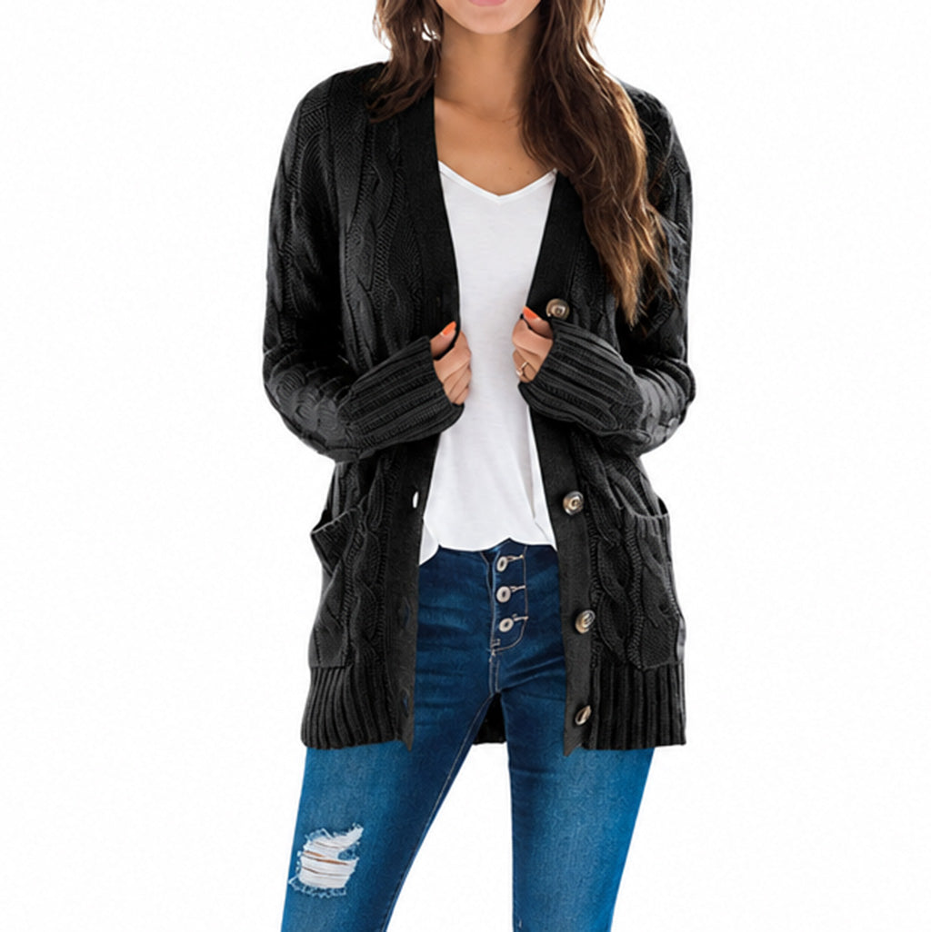 🍂Women's Casual V-Neck Long Sleeve Button-Front Cardigan