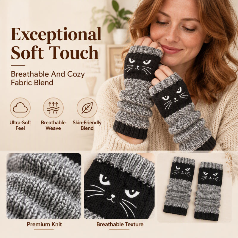 ❄️Black Friday Sale 50% OFF!!🐱Winter Warm Half Finger Knitted Gloves