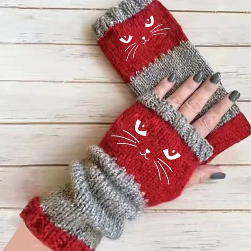 ❄️Black Friday Sale 50% OFF!!🐱Winter Warm Half Finger Knitted Gloves
