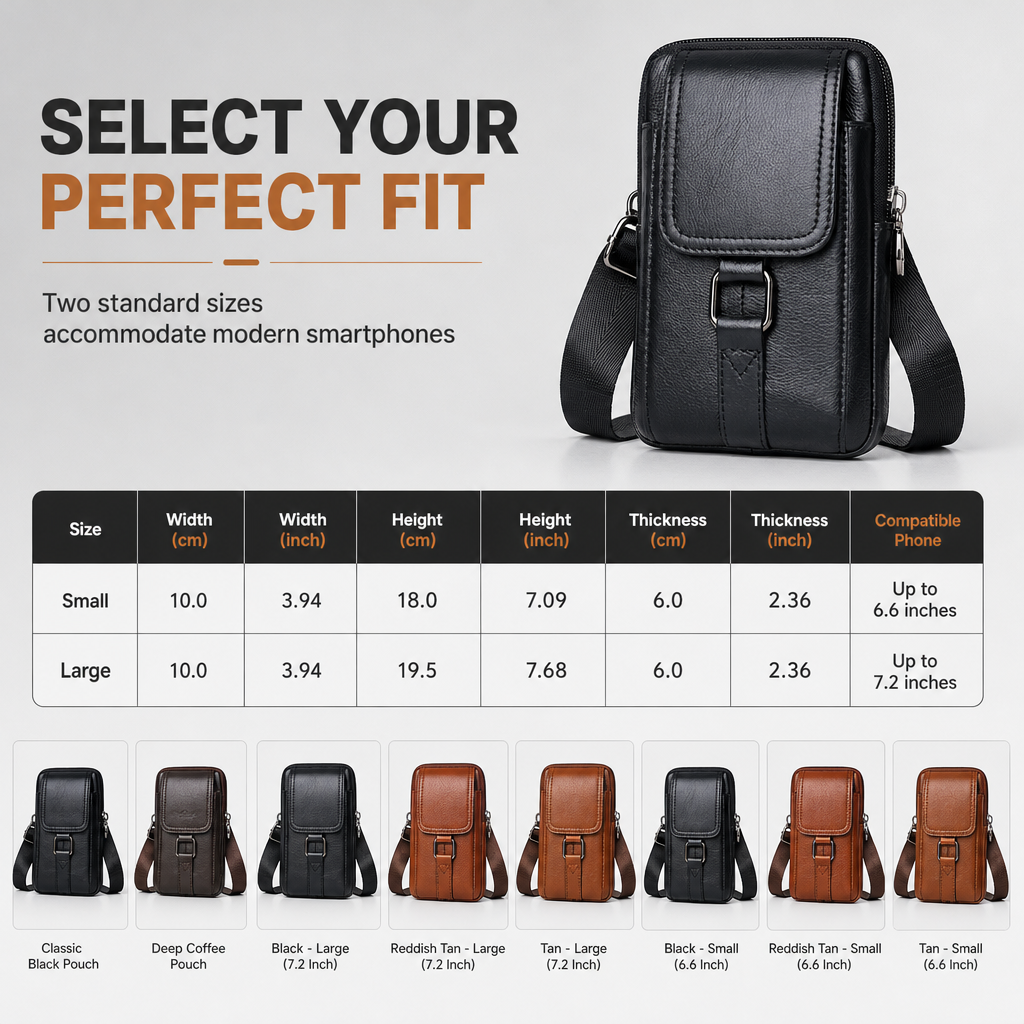 Men Genuine Leather Phone Waist Bag Belt Loop Holster Multifunctional Mini Shoulder Pouch