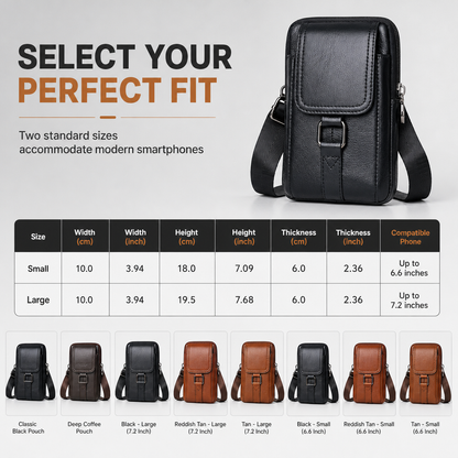 Men Genuine Leather Phone Waist Bag Belt Loop Holster Multifunctional Mini Shoulder Pouch
