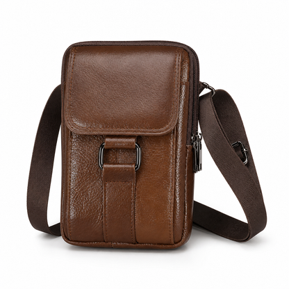 Men Genuine Leather Phone Waist Bag Belt Loop Holster Multifunctional Mini Shoulder Pouch
