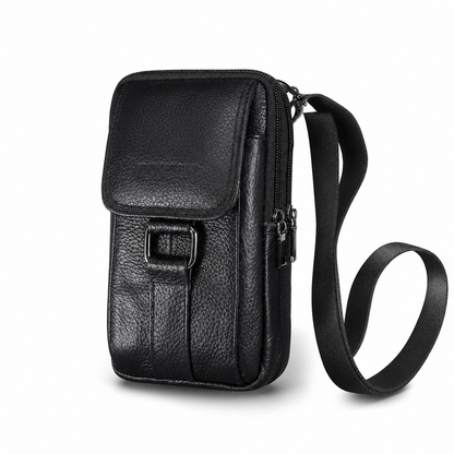 Men Genuine Leather Phone Waist Bag Belt Loop Holster Multifunctional Mini Shoulder Pouch