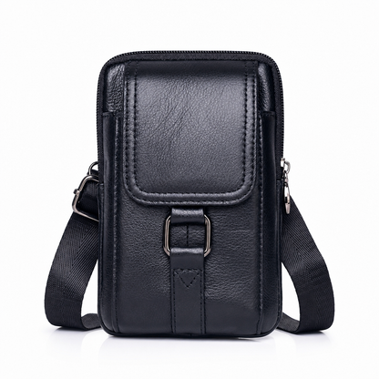 Men Genuine Leather Phone Waist Bag Belt Loop Holster Multifunctional Mini Shoulder Pouch