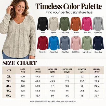 Women's Plus Size Ribbed Brushed Long Sleeve Top