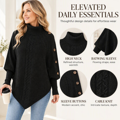 Women's Chic Mock Neck Cable Knit Sweater